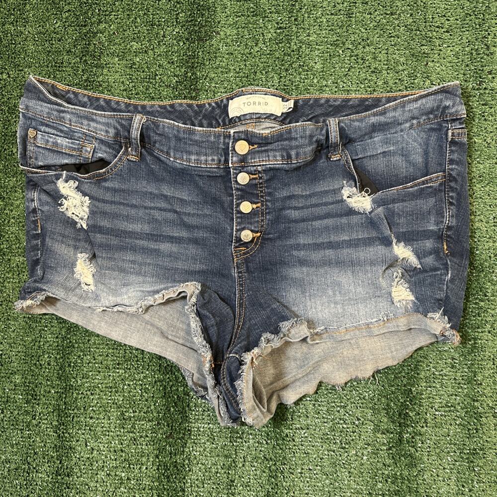 Torrid High Rise Cut Off Raw Hem Jean Shorts Women's Plus Size 22